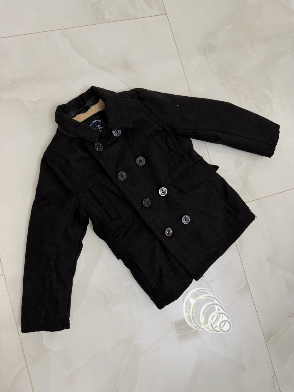 Urban Republic Black Double-Breasted Kids Peacoat